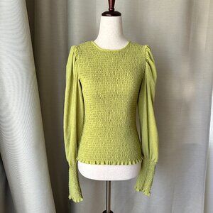 Anthropology Balloon Sleeve Smock Blouse In Green, M